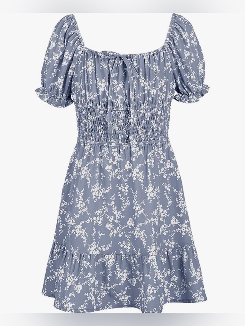 New- size small - 7/8 years - Girls' Blue Floral Smocked Summer Dress